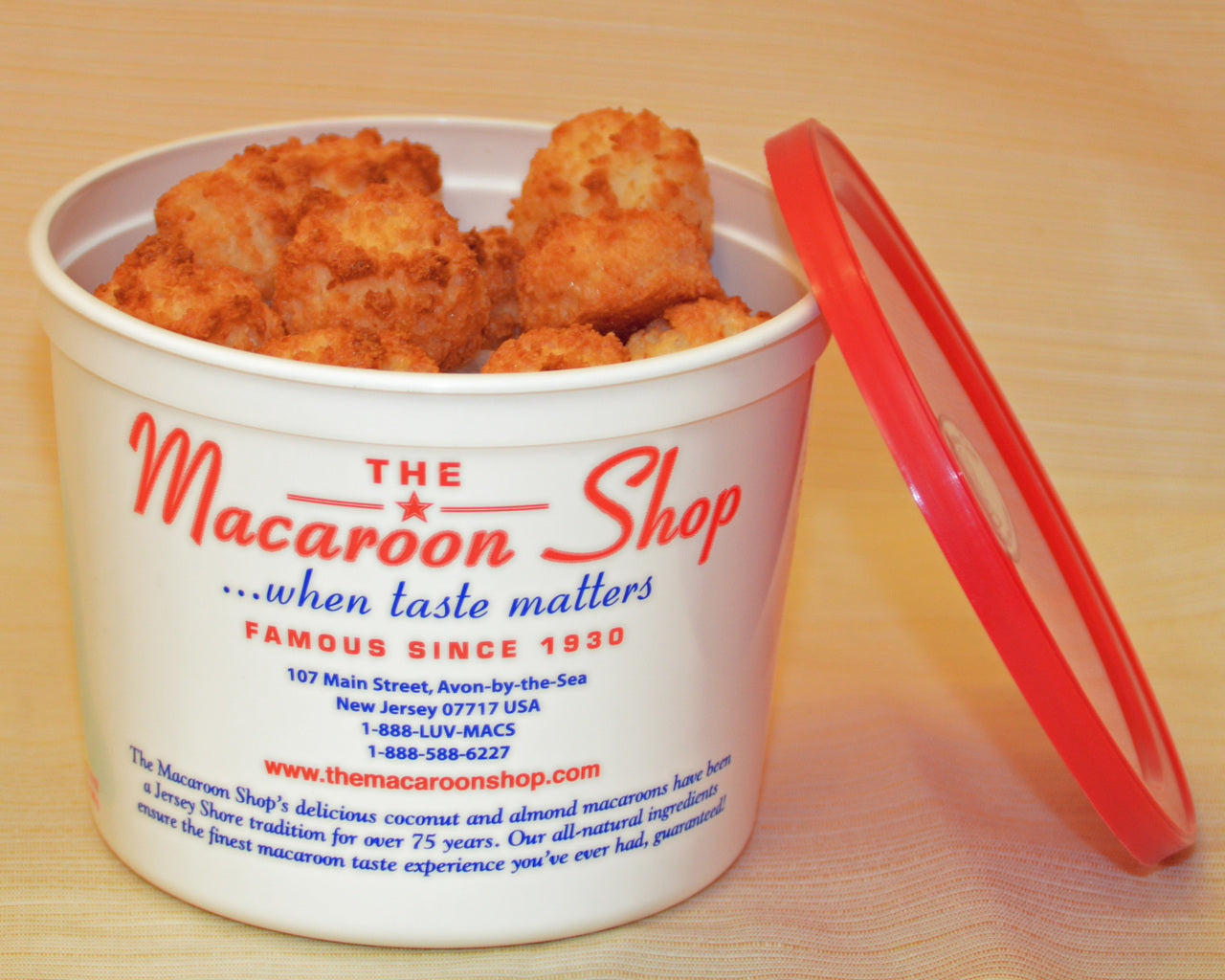 Gourmet Coconut Macaroons 1 lb Tub - Mail-order these delicious macaroons. They are fresh and ready to enjoy!